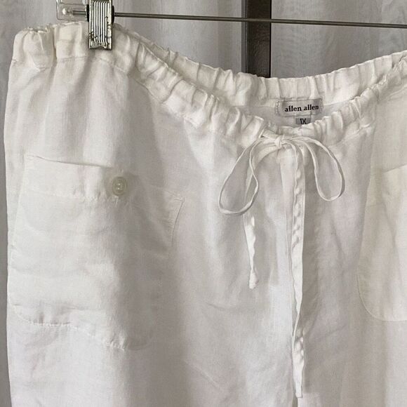 Allen Allen White Linen Pull On Wide Leg Pants Women’s 1X - Picture 6 of 8